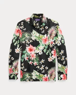 Botanical Print Silk Twill Shirt