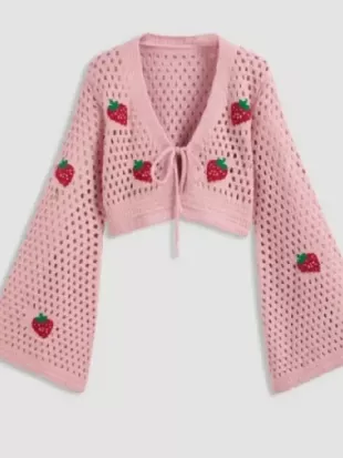 Electric Bloom 2025 Ruby Marino Strawberry Cardigan