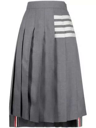 Women Below Knee Dropped Back Pleated Skirt