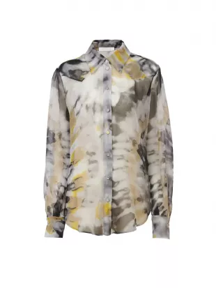 Printed Crepe De Chine Button Down Top