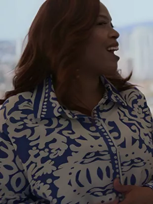 Reasonable Doubt S3 Angela Grovey Blue Printed Shirt