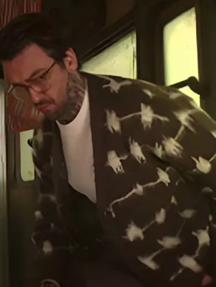 Brassic S7 Joe Gilgun Brown Fur Knitted Cardigan