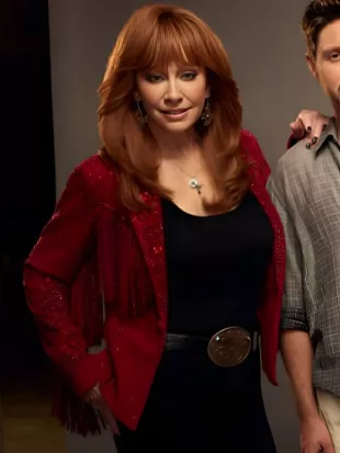 The Voice S28 Reba McEntire Red Fringe Embellished Jacket