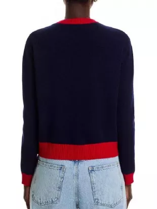 The View 2025 Joy Behar Navy Blue Contrast Trim Cardigan
