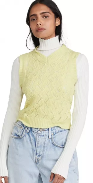 Acne Studios Cropped Pointelle-knit Wool Tank
