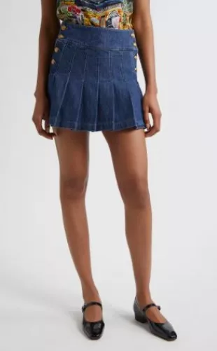 Lanna Pleated Denim Miniskirt