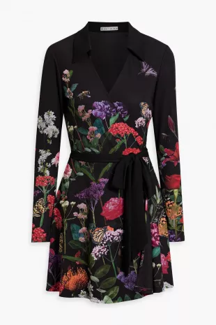 Millicent Floral-Print Crepe Mini Wrap Dress