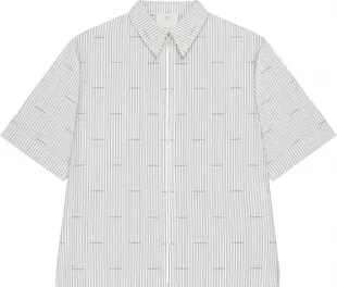 Grey Striped Boxy Zip Shirt