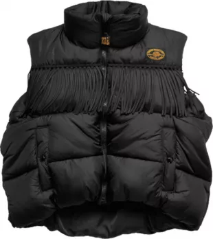 Black Fringed Puffer Vest