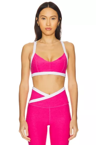 White Contrast Trim Sprots Bra