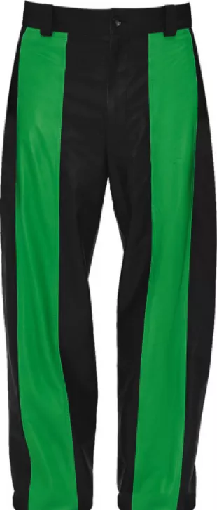 Black & Green Panel Leather Pants