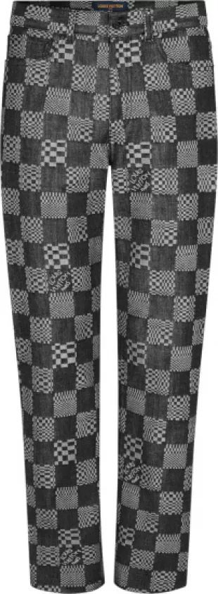 Black Distorted Damier Jeans