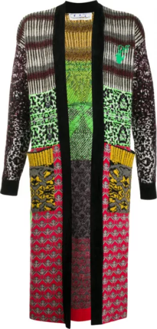 Multicolor Patchwork Long Cardigan