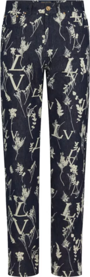 Blue Denim LV Leaf Pants