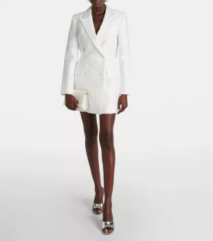 Double-Breasted Taffeta Blazer Dress