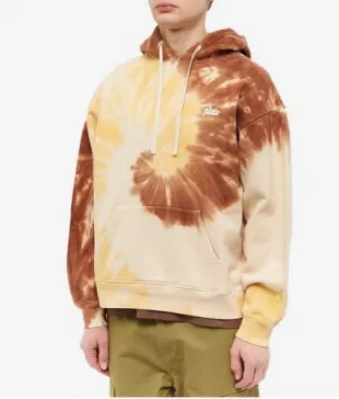 Brown/Yellow Tie Die Hoodie Sweatshirt.