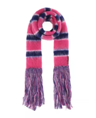 White/Blue/Pink Striped Mohair Scarf