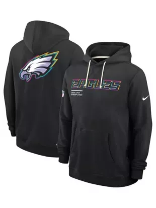 Philadelphia Eagles Black 2025 Crucial Catch Sideline Dri-FIT Hoodie