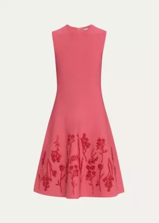 Floral Embroidered Sleeveless Mini Dress