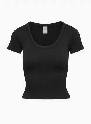 Rib Seamless Willow Scoopneck T Shirt