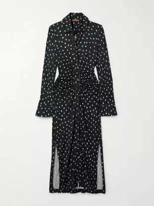 Claudia Polka-Dot Ruched Shirtdress