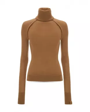 High Neck Top in Camel