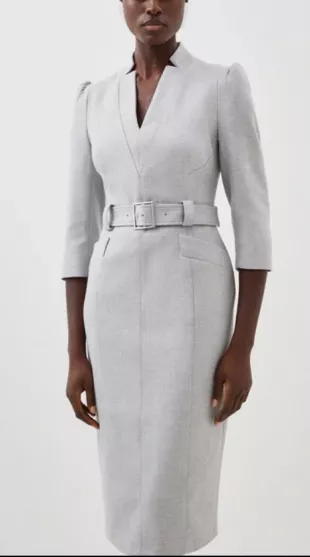 Petite Forever Belted Pencil Midi Dress