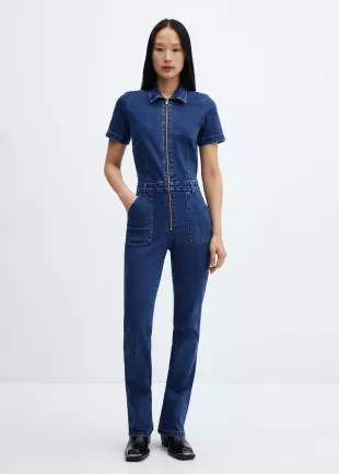 Denim Zipper Jumpsuit