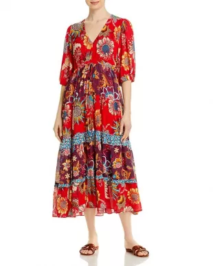 Pecan Mixed Print Maxi Dress