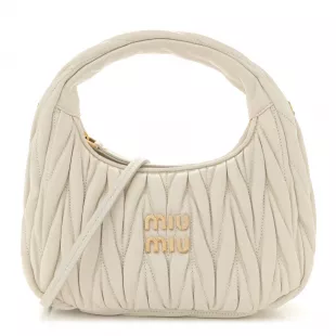 Nappa Matelasse Small Wander Hobo White