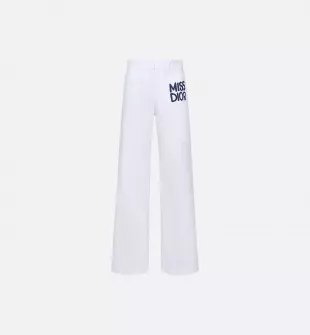 White Cotton Denim with Blue Miss Dior Graffiti Motif