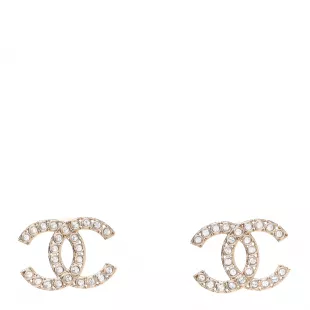 Crystal CC Large Stud Earrings Gold