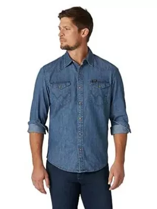 Men's Iconic Denim Regular Fit Snap Shirt