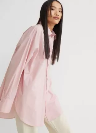 Women Pink Solid Cotton Poplin Shirt