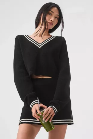 Tennis Club Sweater Knit V-Neck Pullover