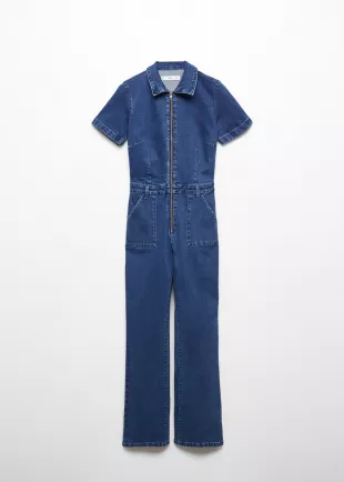 Mango Denim zipper jumpsuit