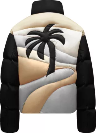 x Palm Angels Black & Beige Panamint Down Jacket