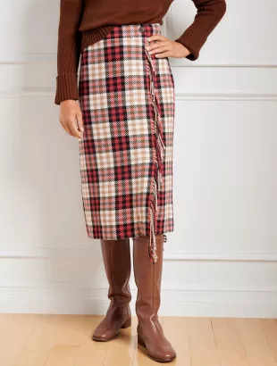 Fringe Wrap Skirt in Amazing Plaid