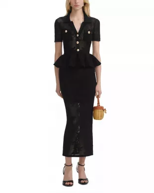 Black Bow Crochet Midi Dress