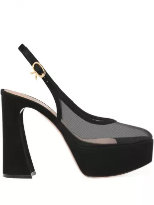 Chopine 70 Suede-trimmed mesh Platform Pumps
