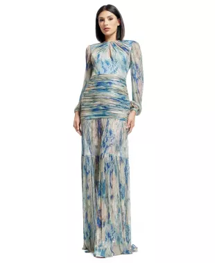 Lucille Printed Ruched Gown