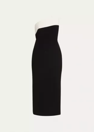 Strapless Crepe Midi Dress