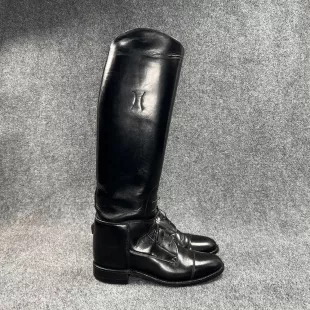 The Effingham Bond Boot Co Women's 8 Black Leather Tall Riding Lace Knee Boots