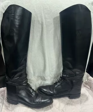 The Effingham Bond Boot Co Women's 8 Black Leather Tall Riding Lace Knee Boots