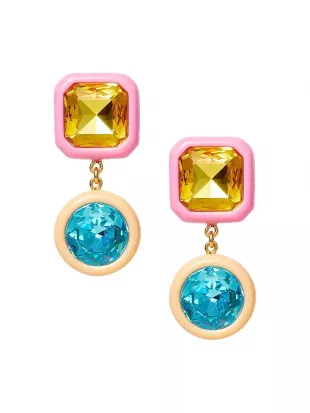 Gem Goldtone, Acetate & Crystal Drop Earrings