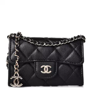 Caviar Quilted Flap Classic Belt Bag in Black