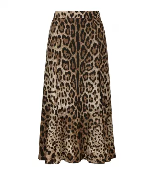Leopard Print Midi Skirt