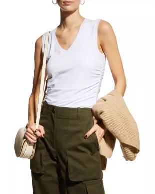 Pima Cotton Ruched V Neck Tank