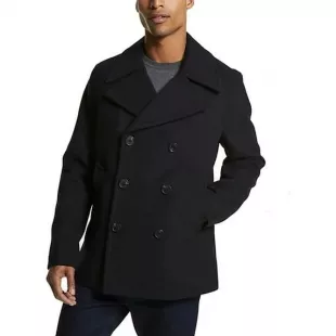 Men's Double Breasted Peacoat-Navy-S