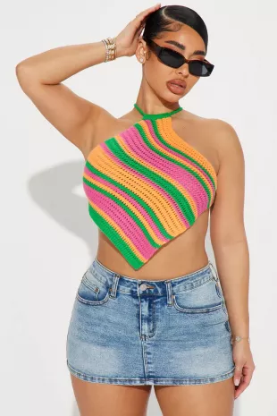 Swirl Crochet Top - Pink/combo